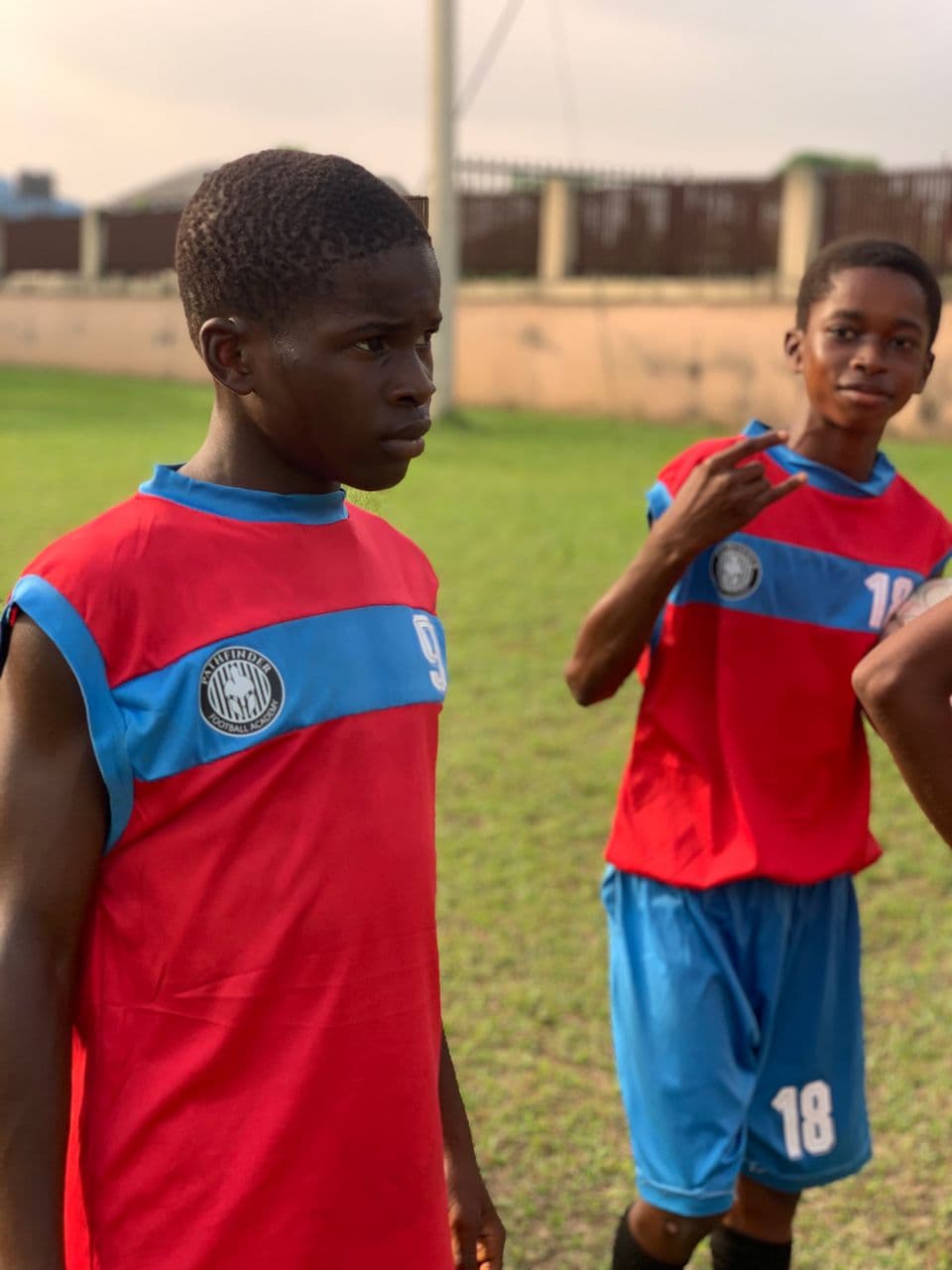 Two players in Pathfinder training bibs
